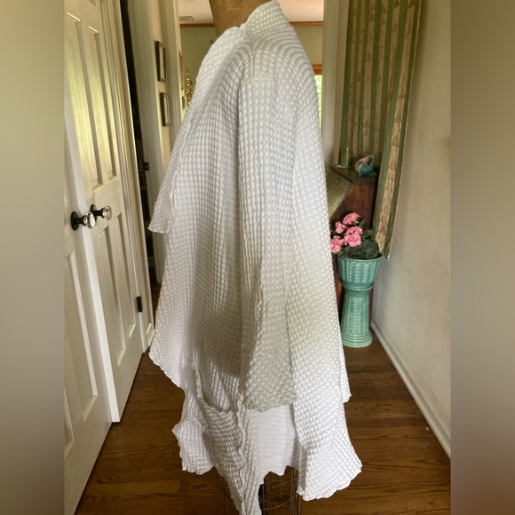 NWT FOCUS Waffle Swing Cardigan Jacket 100% preshrunk Cotton WHITE COASTAL MED - Picture 6 of 13